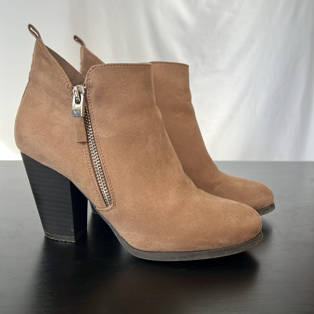 Call It Spring Brown Suede Ankle Stacked Block Heel Bootie